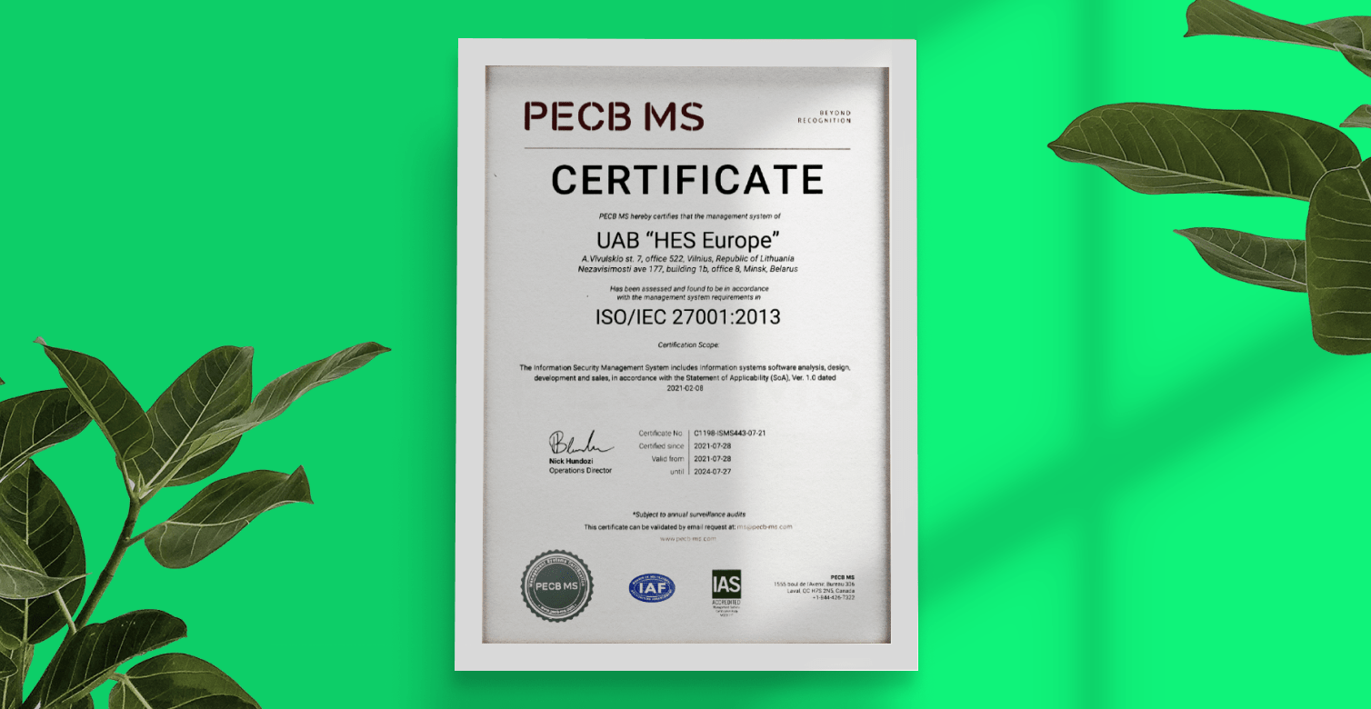 HES FinTech is Now Officially ISO 27001 Certified HES FinTech