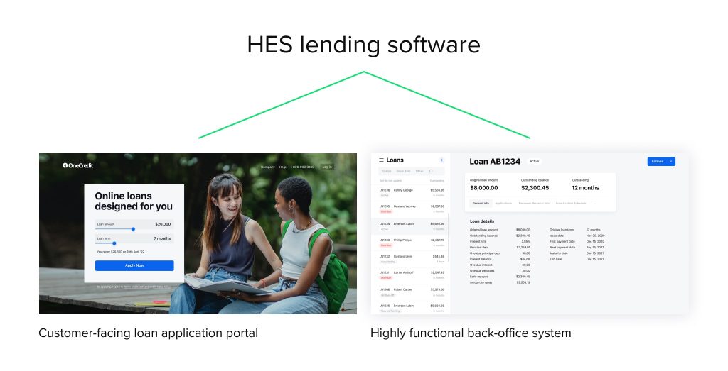 HES' software combines customer-facing loan application portal and highly-functional back office system, image by HES FinTech
