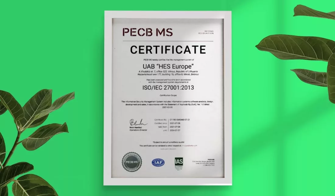 HES FinTech is Now Officially ISO 27001 Certified