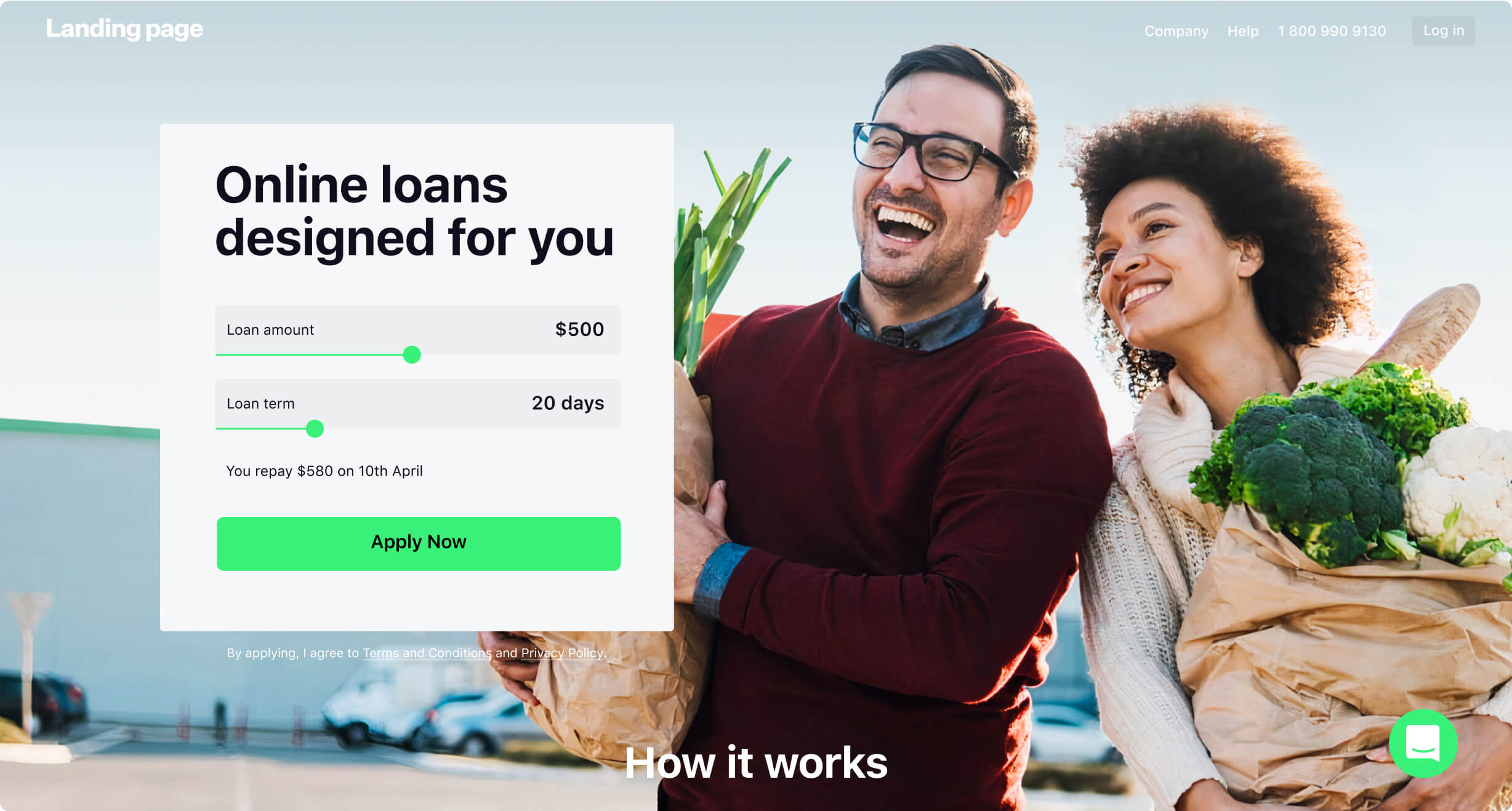 pay day loan software landing page