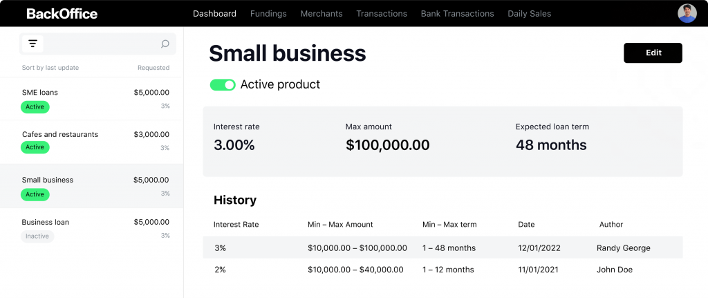 loan servicing module of lending system