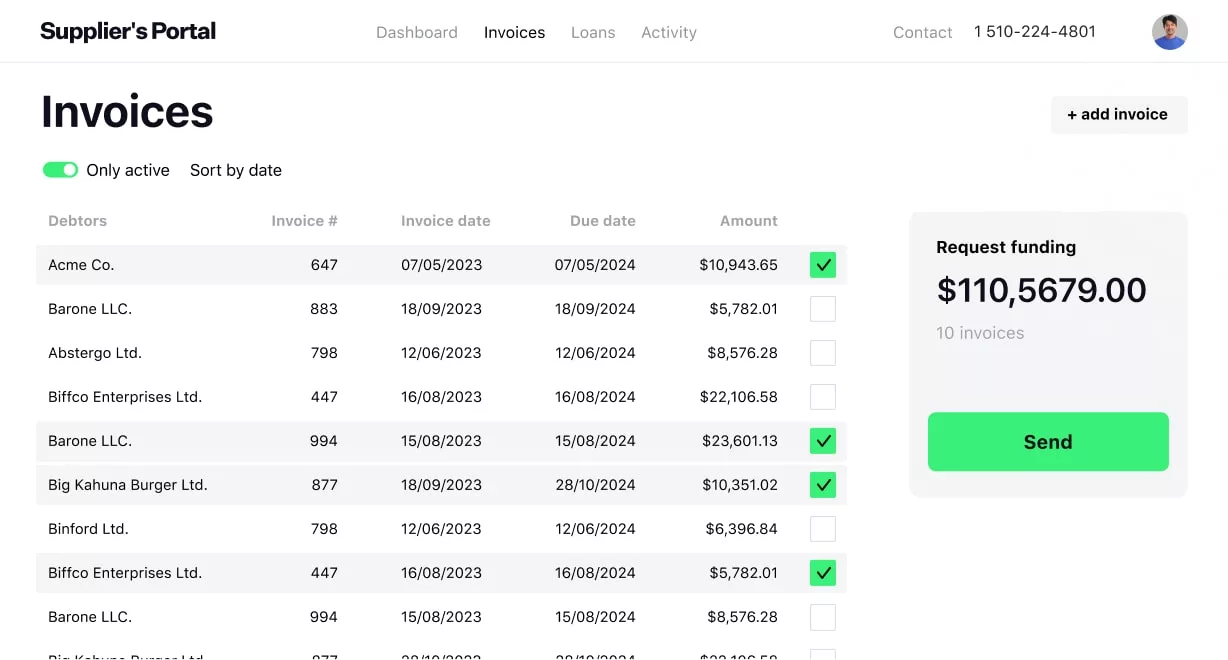 invoice factoring fintech system