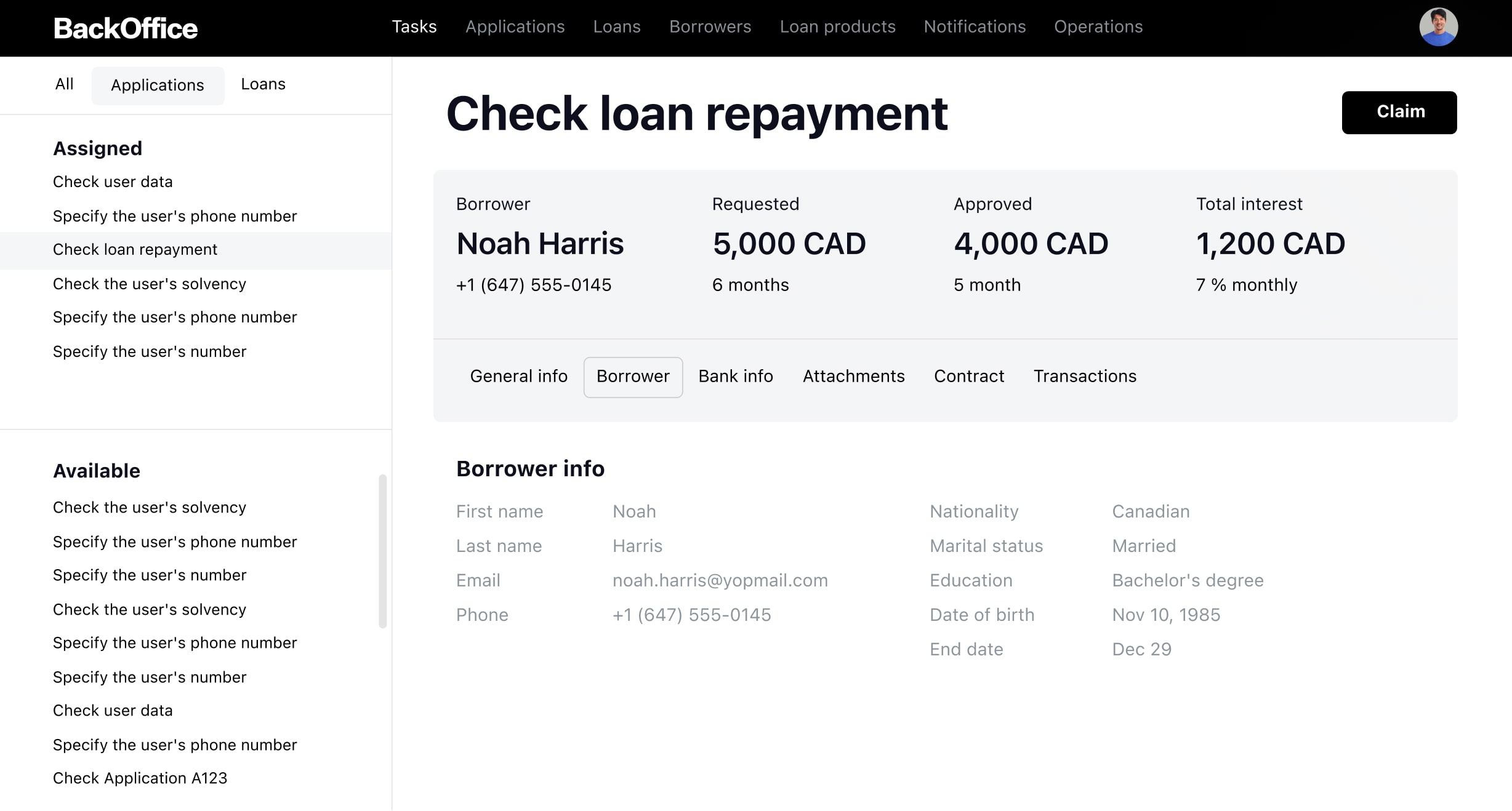 Task Management in Lending System