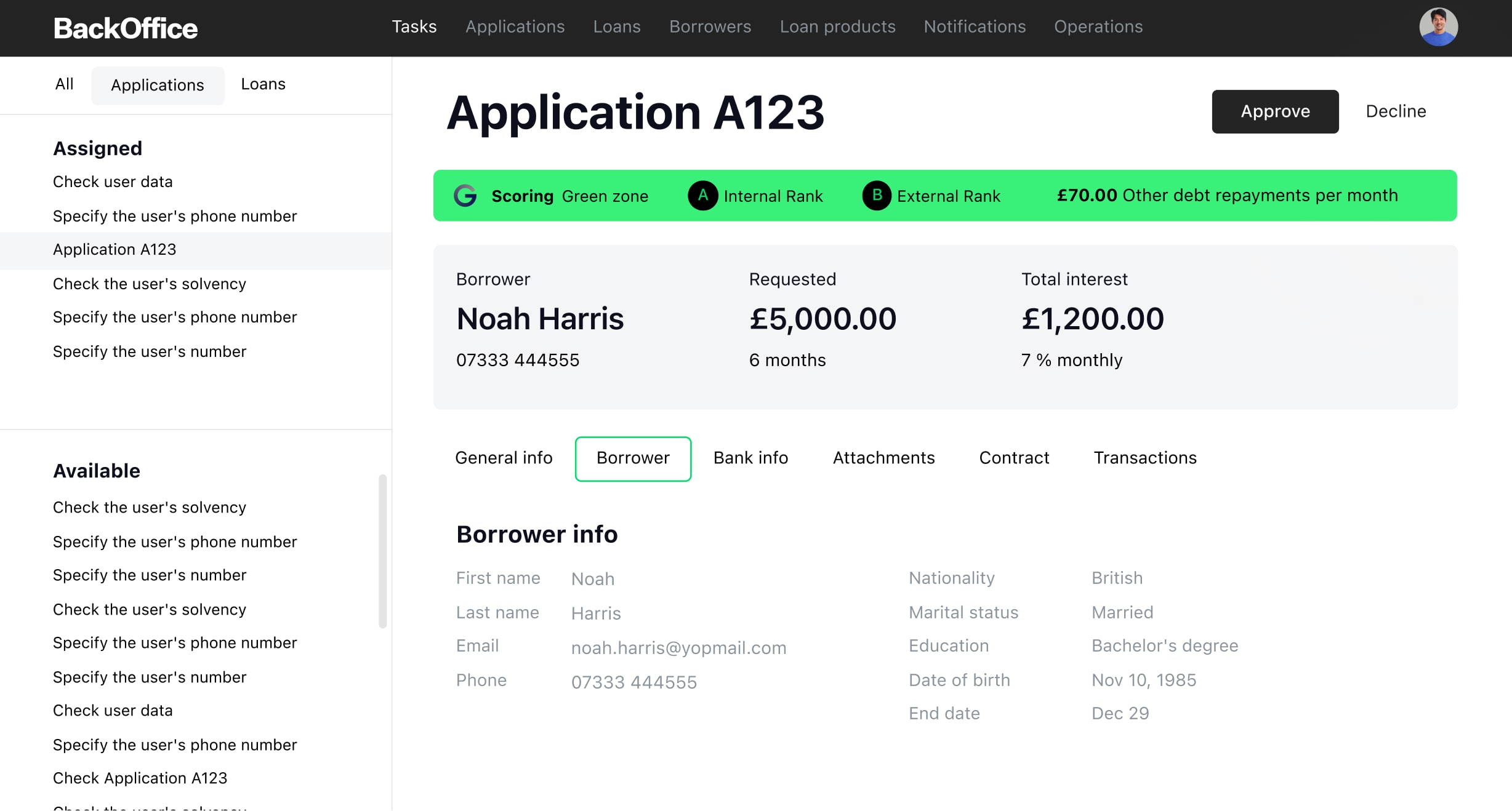 Decision-Making in Lending System