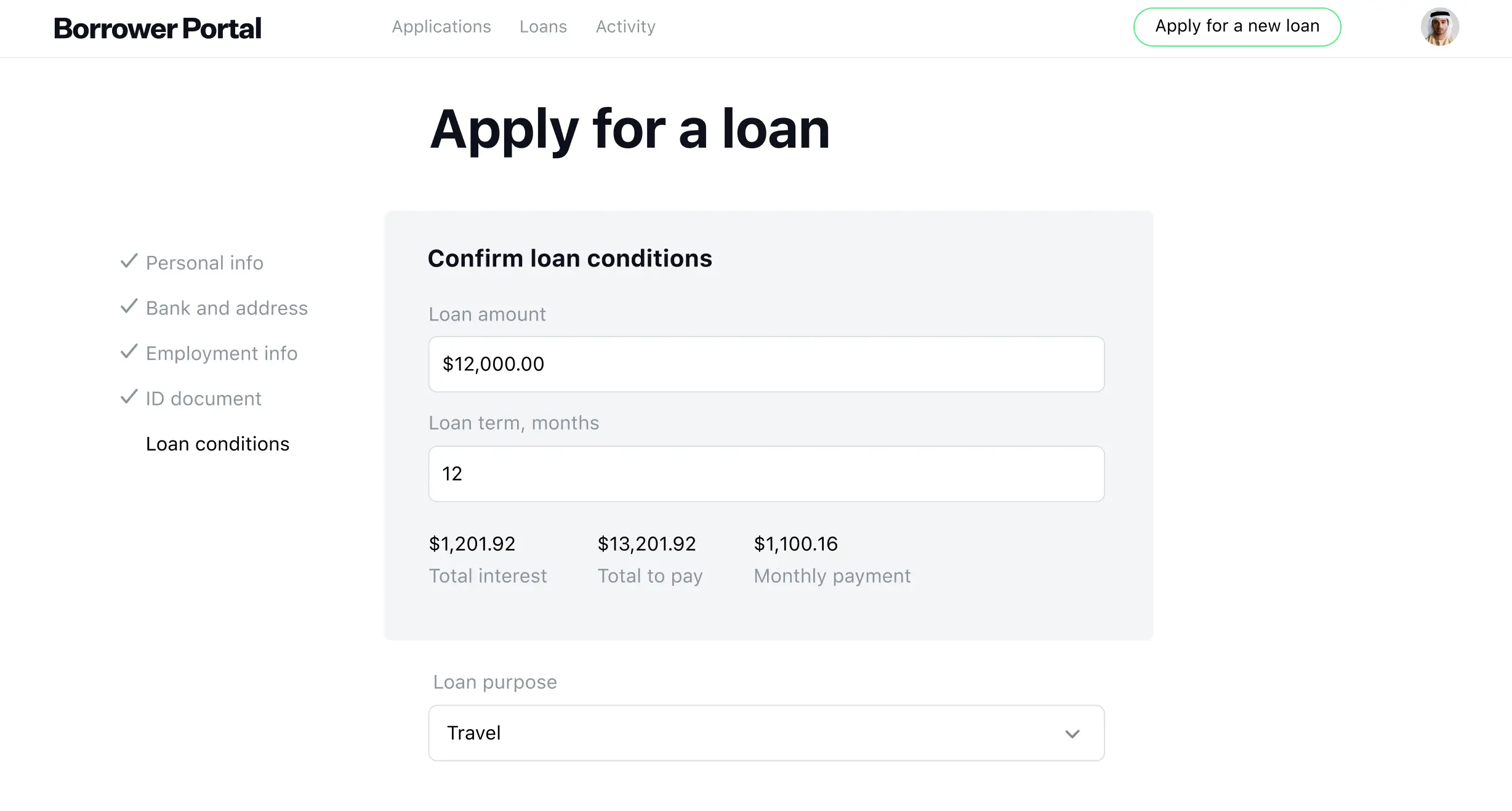 Borrower Portal of Islamic Lending System