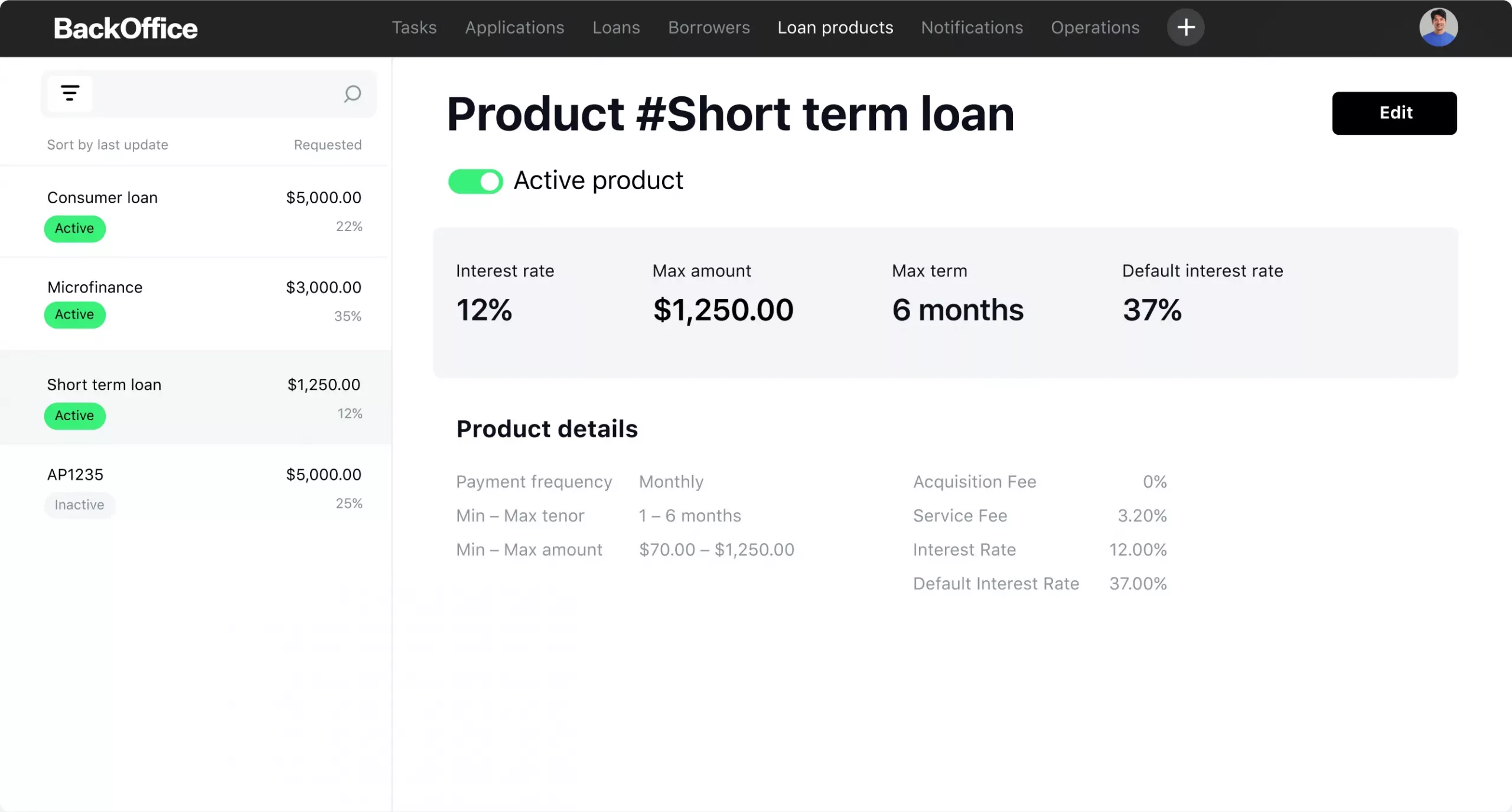 Loan Management System Interface