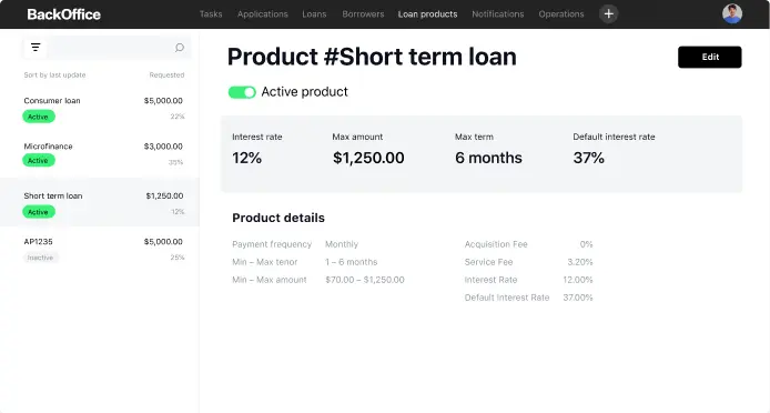 Loan Management System Interface