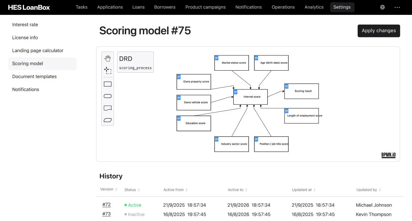 Scoring model update