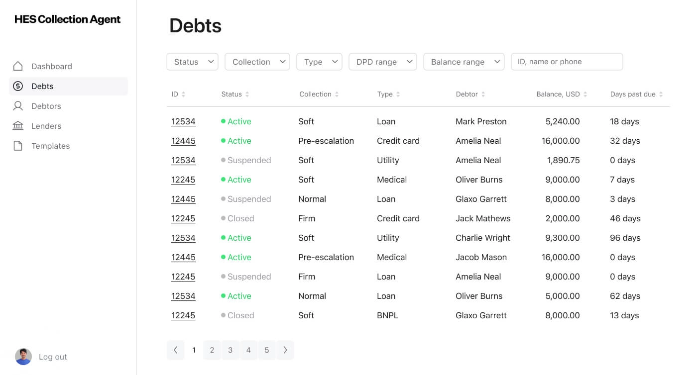 Debts_HES collection agent