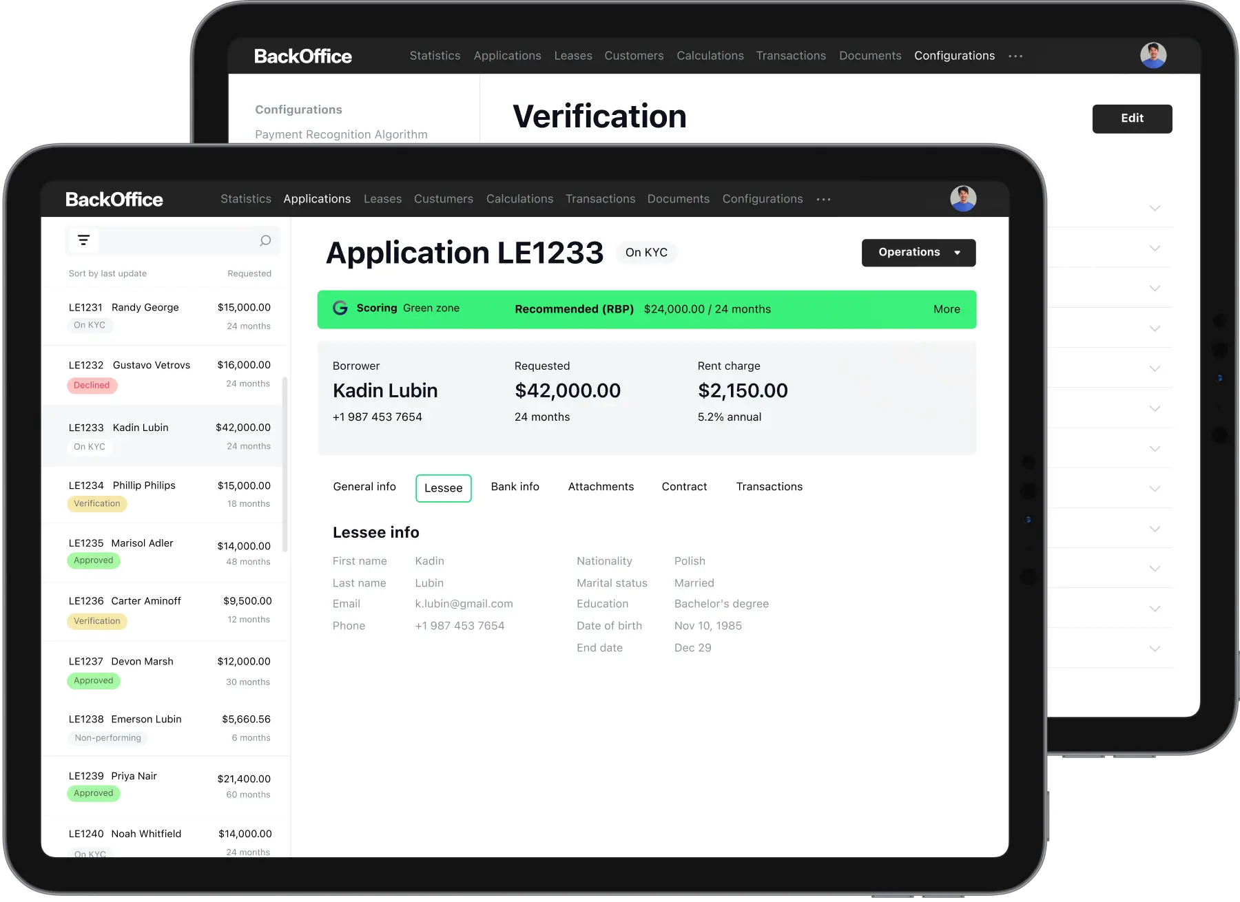 structured lease origination workflow