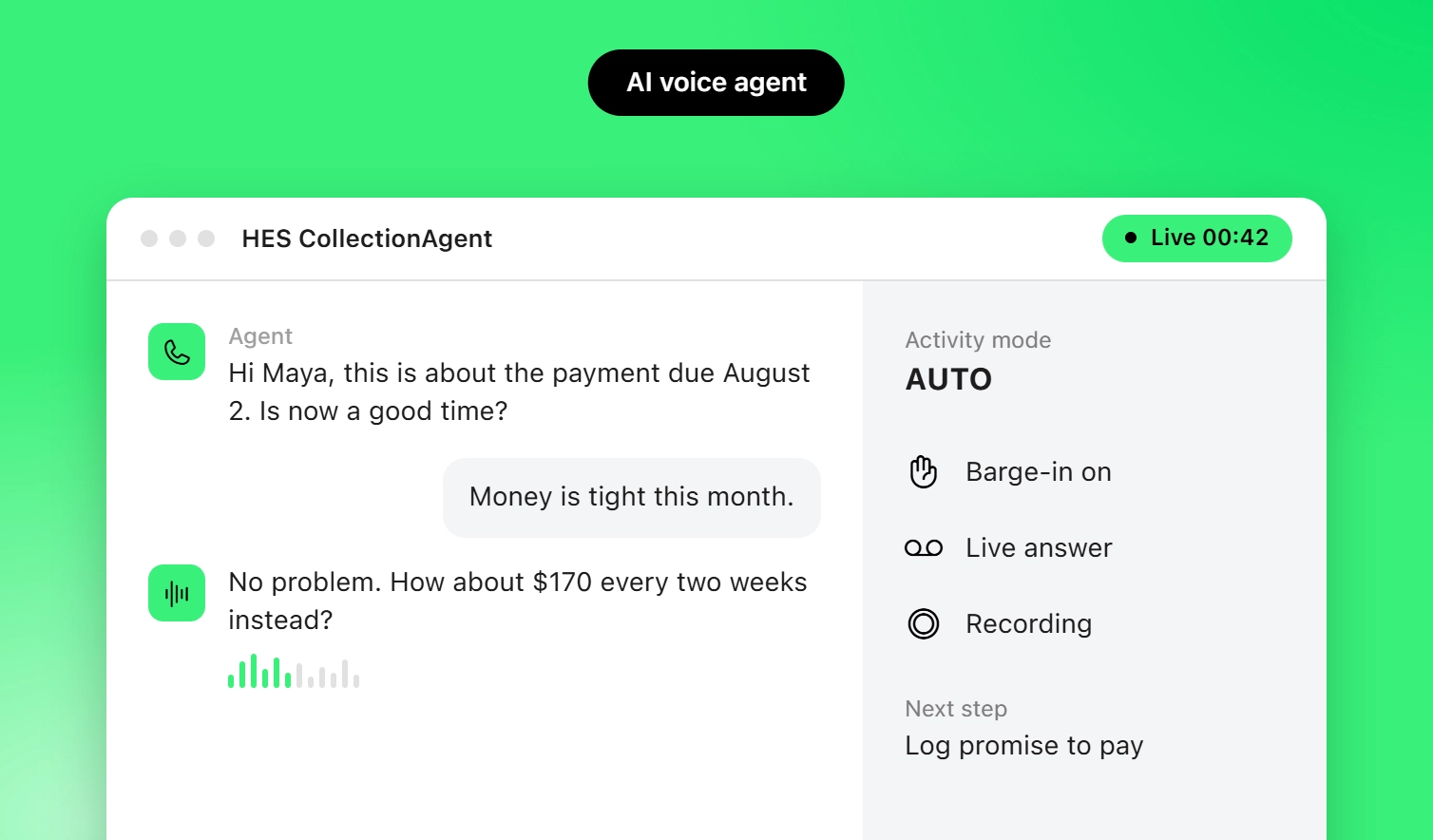 The HES CollectionAgent Voice Channel: Updated and Ready for AI Rules