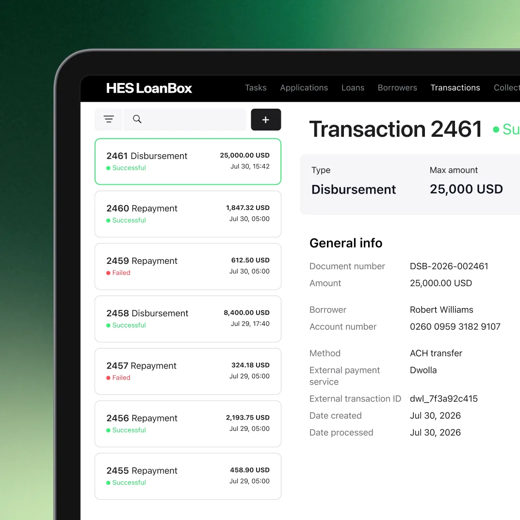 Financial automation in an enterprise loan platform