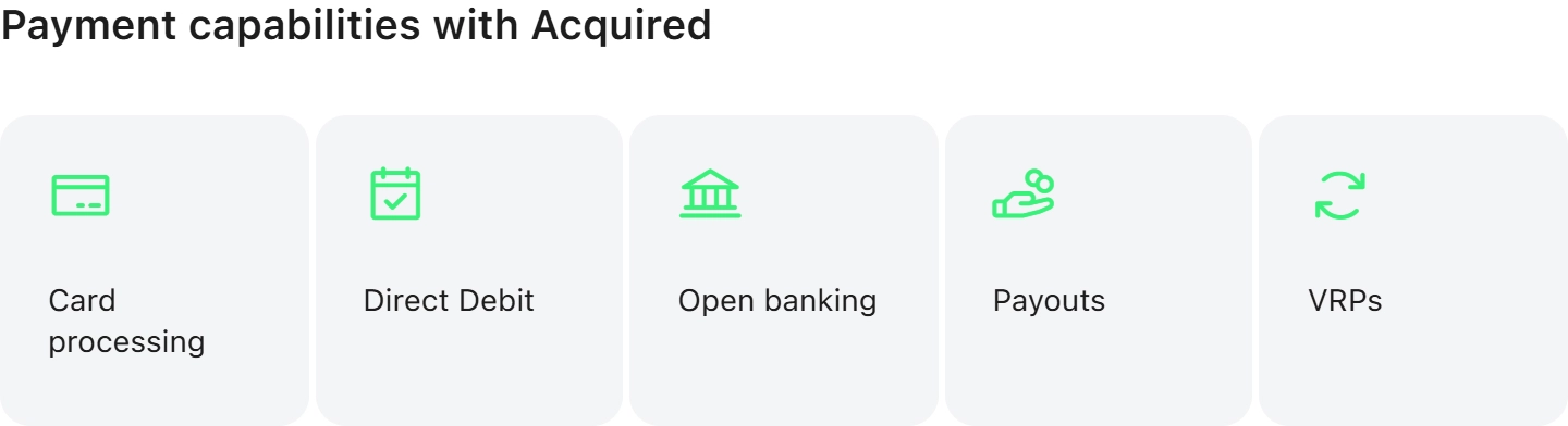 Payment Capabilities with Acquired