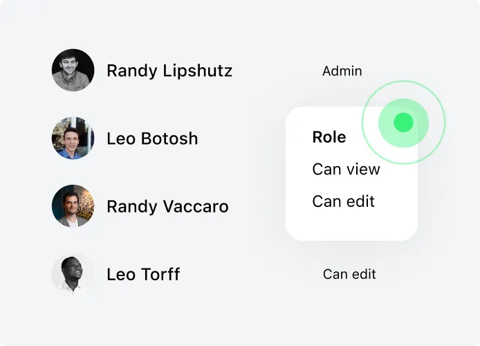 Role-based access and audit trail in the platform