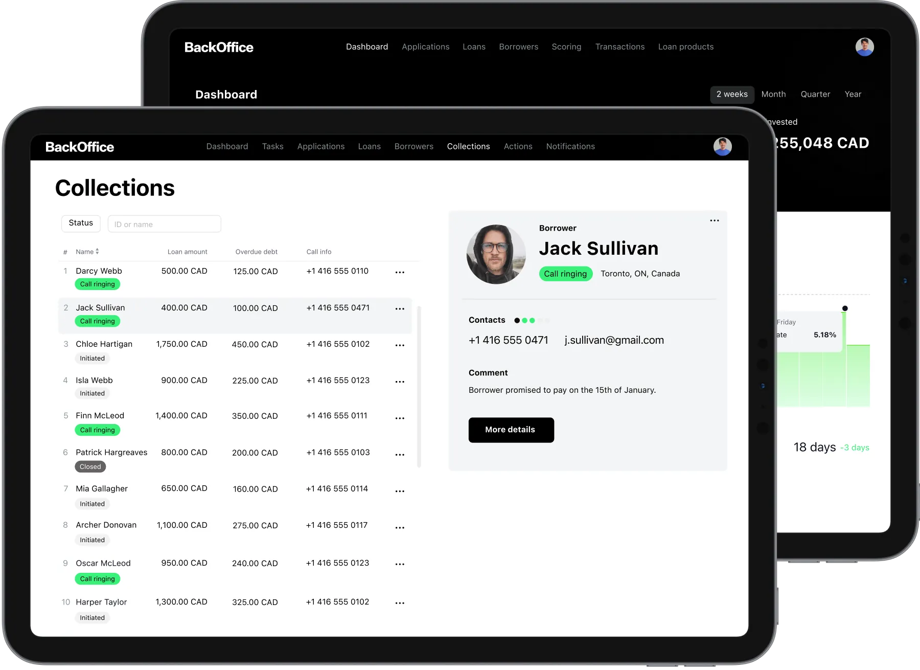 Debt collection software with delinquency-band segmentation under provincial rules