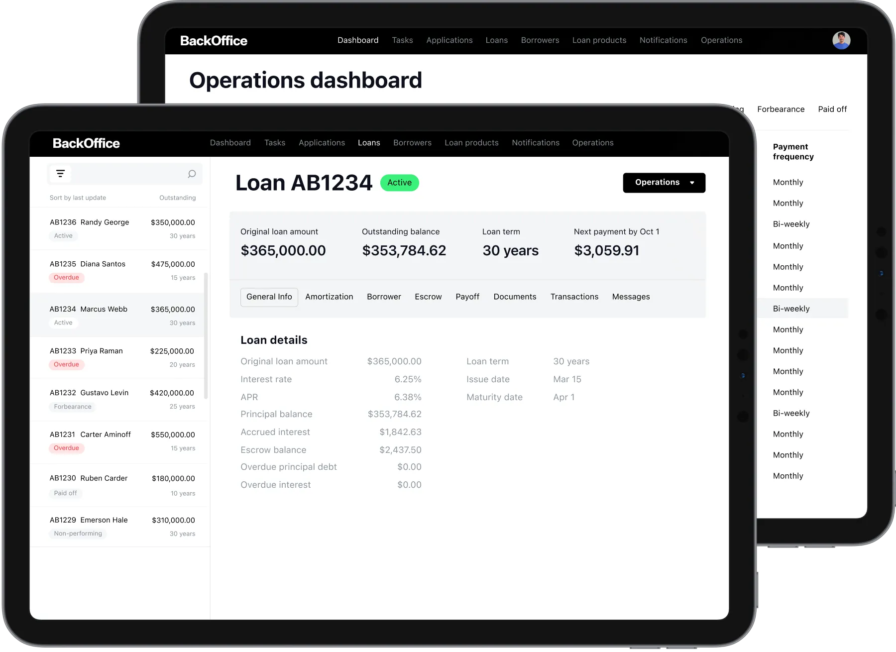 loan servicing workspace