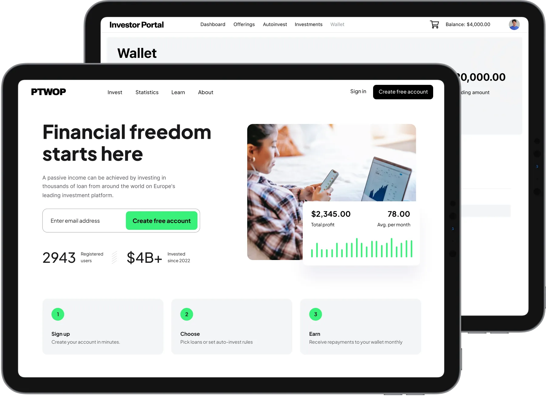 peer-to-peer lending software dashboard